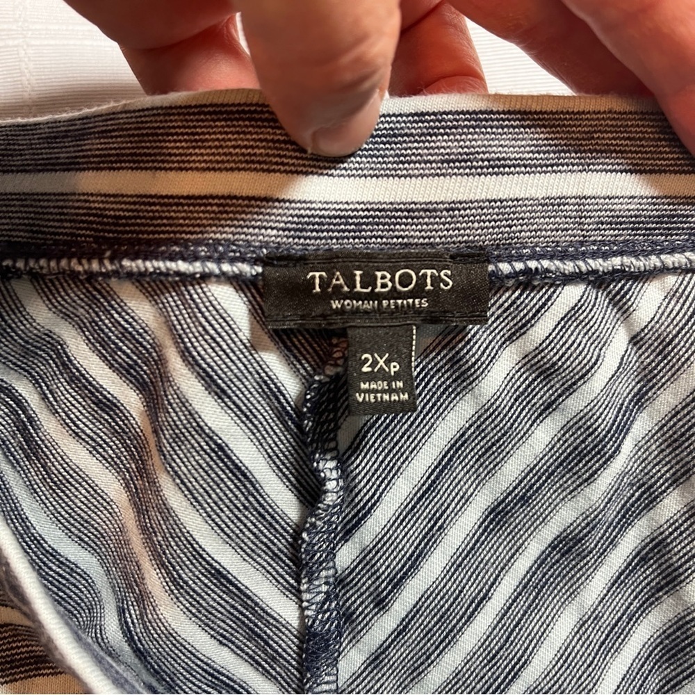 Talbots Navy & Light Blue Chevron A-Line Skirt Nautical Size 2Xp Coastal Grandma - Picture 4 of 5